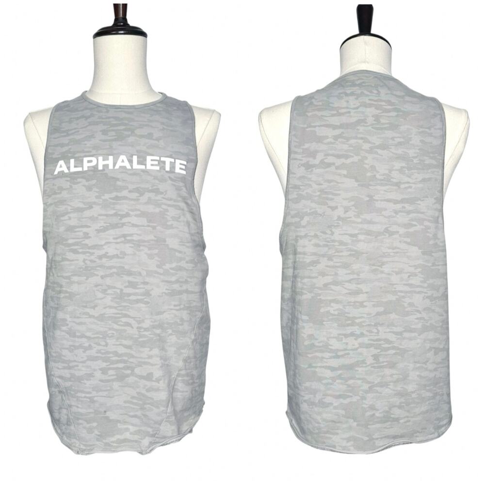 Alphalete | Men | Gray Camo Athletic Performance Fit Logo Muscle Tank | Sz Large